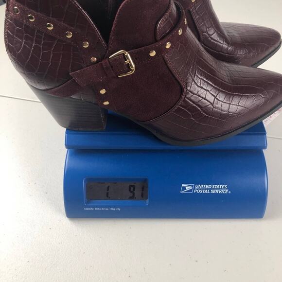 Bella-Vita Burgundy gold studded booties 8 - Picture 10 of 10